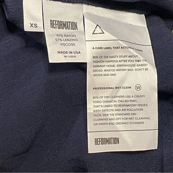 REFORMATION NWOT Taurus Tassel Mini Dress in Navy - Picture 7 of 7